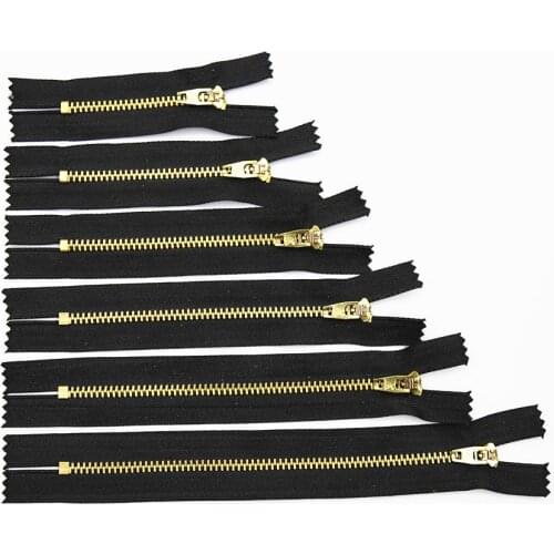 7-18cm Black Mixed Brass Semi Lock Metal Zipper Slider Puller Closed-end Metal Zippers For Jeans Repair Accessories