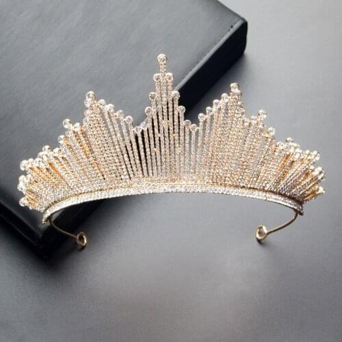 Full Diamond Handmade Bride Wedding Crown Headdress Atmosphere Luxury Wedding Dress Birthday Crown Hair Accessories