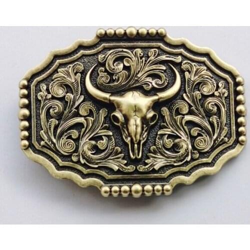 Hot Sale 3D Bull Western Cowboys Flowers Belt Buckle suitable for 4cm wideth snap on belt with continous stock