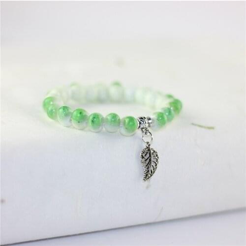 12 Pieces/Lot Frozen Fish Eye Beaded Ceramic Bracelets Hollow Leaves Stone Statement Charm Bangles Women Men Wristbands Jewelry