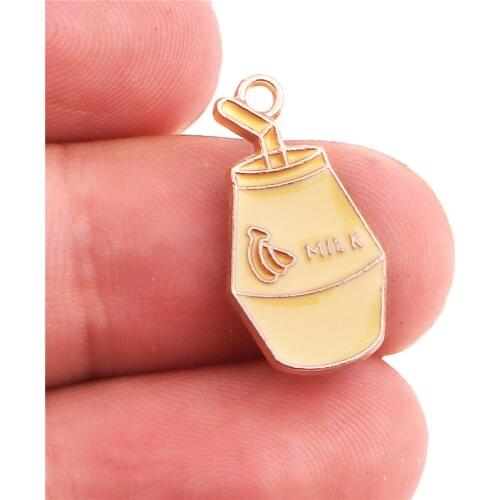 20PCS 20*11mm Gold Tone Alloy enamel banana milk pendant charm Necklace Accessories Jewelry Findings Handmade DIY Bracelet
