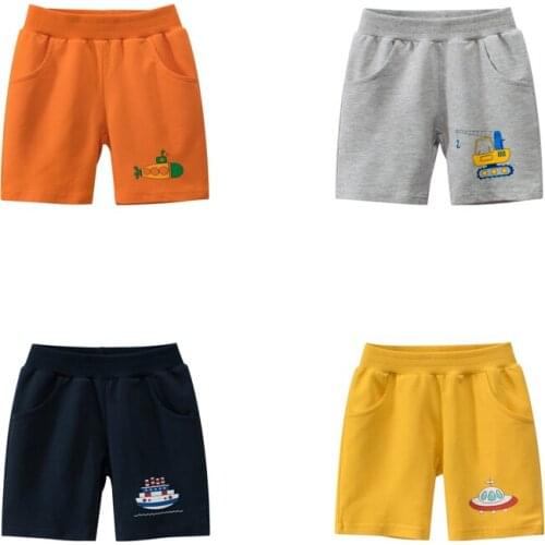 2021 Summer Children Shorts Cotton Shorts for Boys Girls Cartoon UFO Excavator Print Toddler Panties Kids Beach Sports Pants