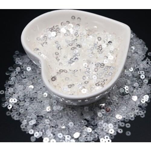 3mm 4mm 5mm 6mm Transparent Crystal Sequin Cup Flat Round PVC Loose Sequins for Diy Handmade Sewing Accessories 10g