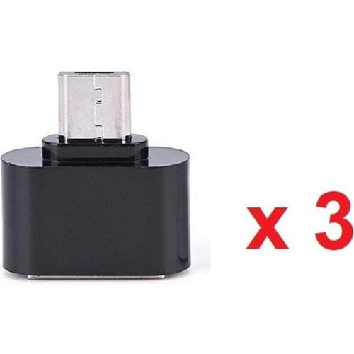 3 x OTG Adapters, Micro USB Male to USB Female black