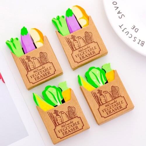 3PCS New Novelty Lovely Radish Vegetable Shape Rubber Eraser Creative Eraser For Kids Gift Korean Stationery Student Prize