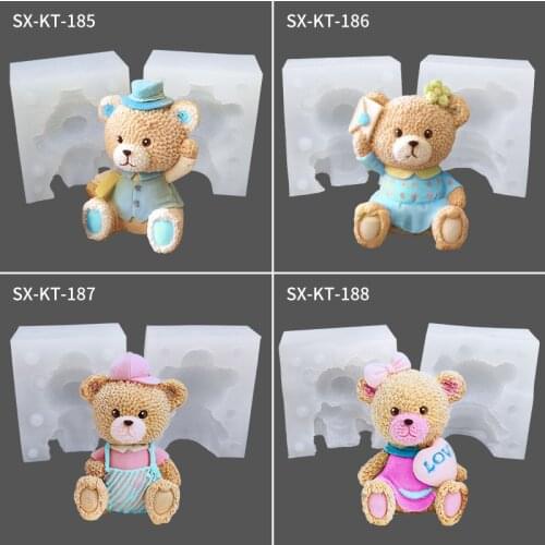 3D Cute Bear Silicone Molds DIY Baby Party Chocolate Fondant Mold Cake Decorating Tools Cupcake Topper Candy Polymer Clay Moulds