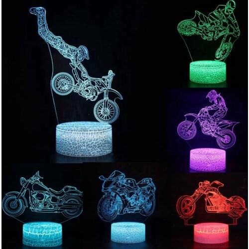 3D LED Night Light Stunt Motorcycle Moto Biker Lamp 16Colors Change Remote Control Table Lamps Toys Gift For Kid Home Decoration