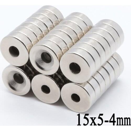 50pcs 15 x 5 mm Hole: 4mm N35 Super Strong Ring Magnet Permanet Powerful Rare Earth Ndfeb Neodymium Magnets