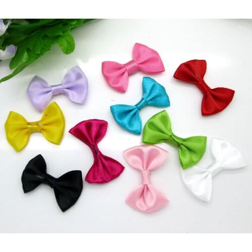 50pcs Mixed Baby Satin Ribbon Polyester Bowknot Hair Clips Applique DIY Craft Wedding Bow Tie Scrapbooking Decoration 3.5x2.2cm