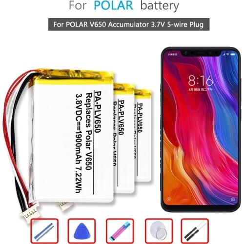 Battery 2000mAh For POLAR V650 Accumulator 3.7V 5-wire Plug Mobile Phone Li-ion Bateria