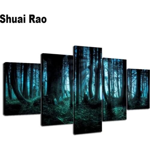 5 piece diy diamond painting forest tree full square/round drill 5d mosaic embroidery landscape needlework art Multi-Picture