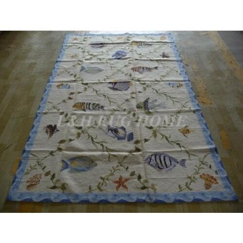Free shipping 10K 5'x8' needlepoint woolen rugs roses design handmade for home decoration