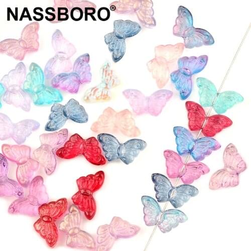 20pcs/lot 8x15mm Butterfly Shape Lampwork Czech Glass Beads Loose Spacer Beads for Needlework Jewelry Making Diy Accessories
