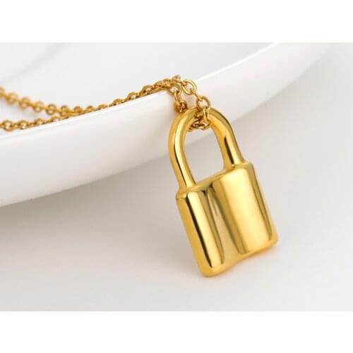 Unique Lock Pendant Necklaces For Women Trendy Chic Stainless Steel Choker kpop Jewelry Couple Clavicle Chain Gift For Friends