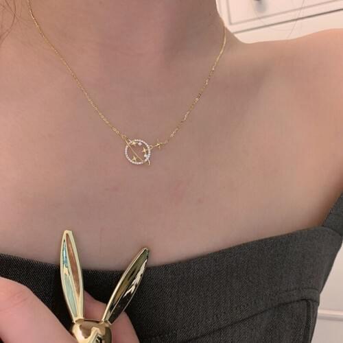 925 Sterling Silver Shiny Diamond Gold Planet Pendant Necklace Women Fashion Wedding Party Jewelry Accessories