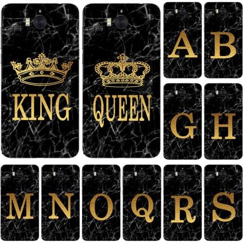 Phone case for Huawei Ascend Y5 Y6 Y7 Y3 2017 Nova Young Y5 Lite Y6 ii Compact Marble Golden alphabet background Soft TPU Cover