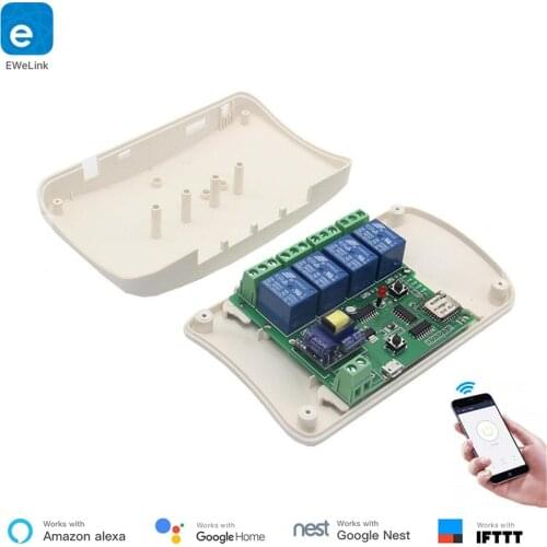 EweLink Wifi Remote Control 4CH DIY Switch Wireless Home Intelligent Timer Switch 220V Control by IOS Android Inching Interlock