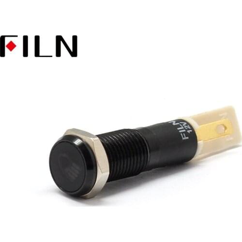 FILN 8mm Car dashboard black shell Low beam marking C37 12v led indicator light with Solder foot