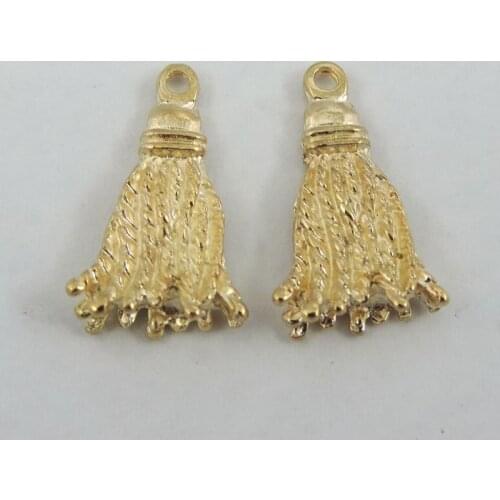 GraceAngie 20PCS Gold Alloy Fashion Chinese Culture Style Tassel Model Besom Jewelry Accessories Necklace Pendant Charms Craft