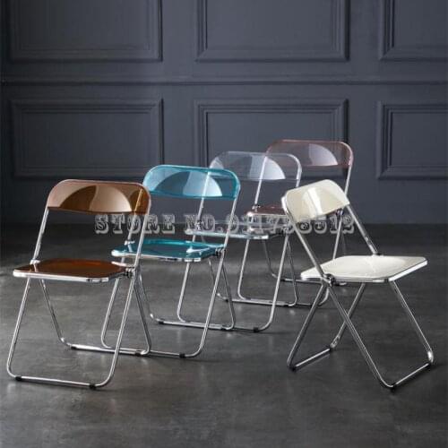 Ins wind transparent chair acrylic backrest folding dining chair nordic fashion net red photo simple makeup chair stool