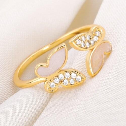 Trendy Aesthetic Butterfly Rings Adjustable Women Men Lover Wedding Couple Rings Open Friendship Aesthetic Jewelry Accessories