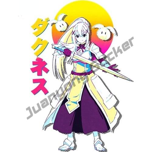Creative Decal Darkness Konosuba Anime Vaporwave Car Stickers Car Accessories Sunscreen Scratch-Proof Exterior Decor PVC13x9cm
