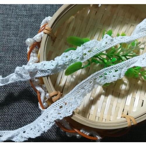 1Yards White Lace Trim Cotton Lace Ribbon 1.6cm Guipure Elastic Lace Fabric Sewing Ribbons Laces For Clothes Crafts dentelle FR5