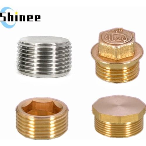 Copper 1/8" 1/4" 3/8" 1/2" 3/4" Male Thread Brass Pipe Hex Head End Cap Plug Fitting Coupler Connector Adapter