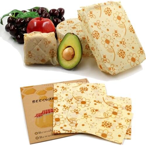 Reusable Food Wraps Sustainable Organic Beeswax Wrap Food Storage Eco Friendly Sandwich Bag Bees Wax Lid Cover Wrap Zero Waste