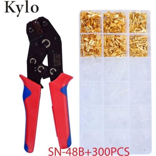 AWG22-16 Crimping Tool Set, Ratchet Crimping Plier with 300 Ferrule Terminal Connectors and Transparent Cable Sleeves 0.5- 1.5mm