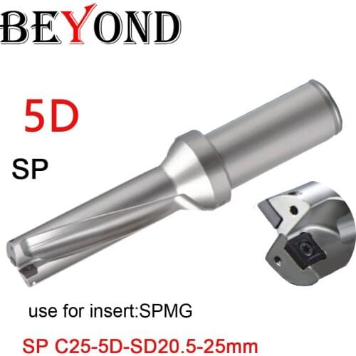 BEYOND 5D U drill bit set 20.5mm 21 21.5 22 22.5 23 24 25mm SP type Indexable Shallow Hole Cooling port drilling SPMG 07T308 CNC
