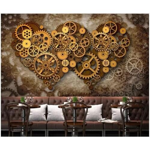 3d photo wallpaper custom mural Machine gear machinery retro mural home decor living room 3d wall mural wallpaper for walls 3 d