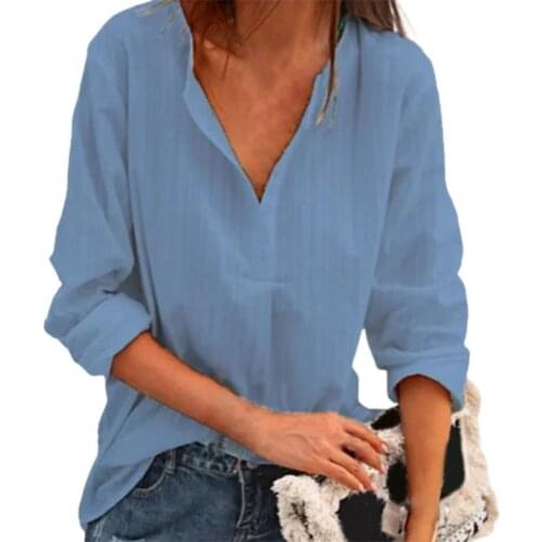 New Autumn V-Neck Pullover Women Office Shirt Skin-friendly Long Sleeve Striped Loose Casual Blouse Ladies Clothing Tops