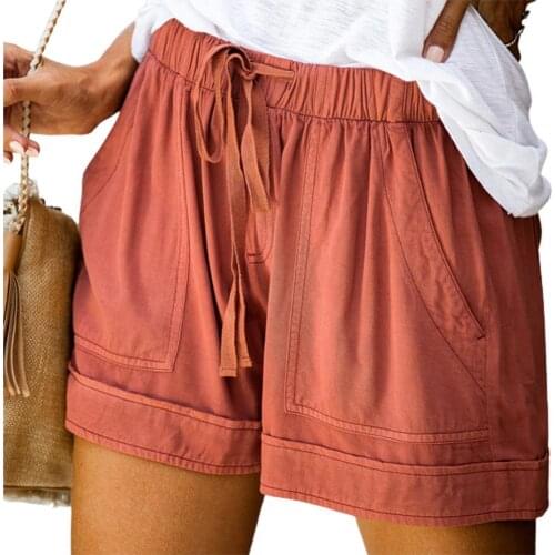 Solid Color Shorts Women Elastic High Waist Woman Shorts Summer Casual Short Women Loose Hot Shorts Plus Size Femme Shorts