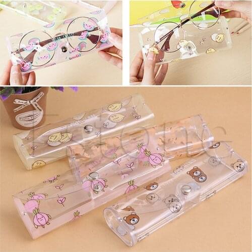 Hot Plastic Transparent Clear Crystal Eyeglass Glasses Spectacle Case Box Holder