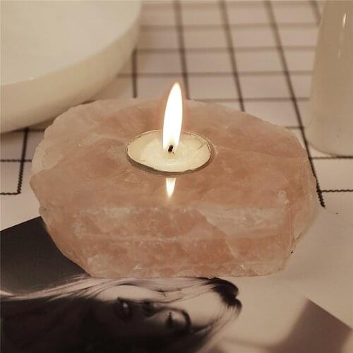 1pcs rose Quartz Crystal Candle Holders Candlesticks Natural Stones Pink Crystals For Dinner Home Decoration