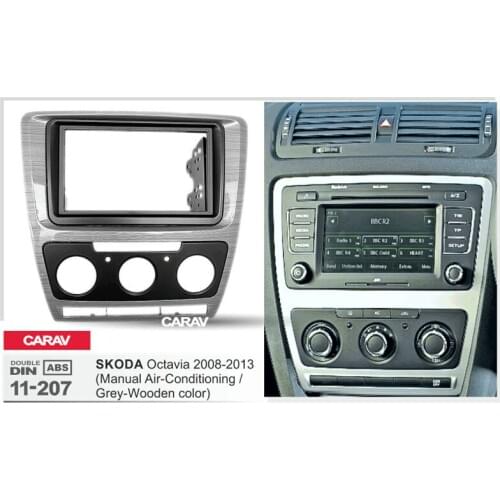 Radio Fascia for SKODA Octavia 2008-2013 Manual Air-Conditioning Double Din Radio DVD Stereo CD Panel Dash Mount CARAV 11-207