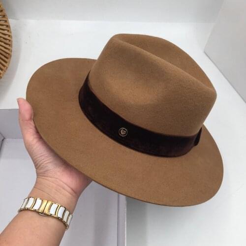 Europe and the banama cat United States new wide-brimmed hats men and women jazz hat wool felt hat simple fashion wild England