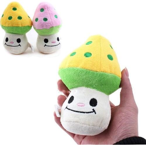 Cute Colorful Mushrooms Plush Toys Pet Puppy Sounding Chew Toy Squeak Squeaky Soft Cat Training Toy Molar Teeth For Small Dog