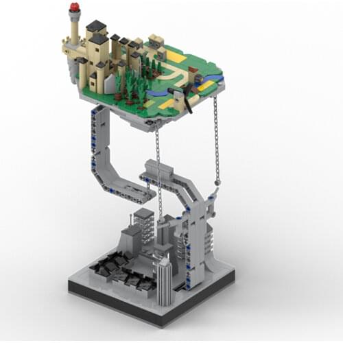 MOC Castle Spaceship Sculptures Suspended Gravity Castle the Sky Building Blocks Dynamic Physics Balance Bricks for Child Gift