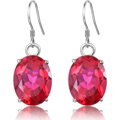 Szjinao Silver 925 Jewelry Earrings Ruby Fine Jewelry Classic Vintage Earring Party Pomegranate Sterling silver Red Earrings