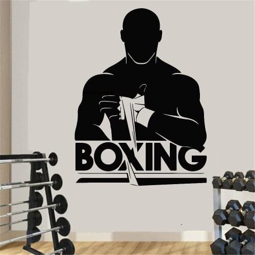 Vinyl Art Wall Decals Gym Fitness Boxer Sport Workout Exercise Muscle Home Decor Boxing Fight Sports Wall Sticker Poster