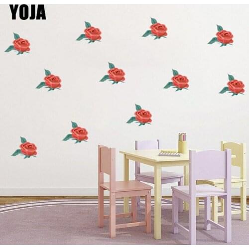 YOJA 7×6.2CM 18PCS Romantic Roses Bedroom Decor Accessories Fashion Home Room Wall Sticker 8WS0015