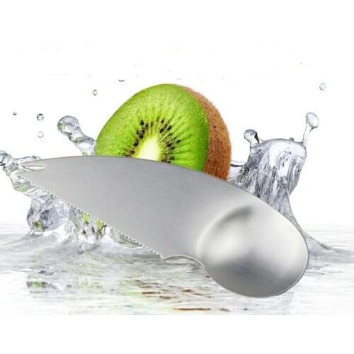 1PC 2 In 1 Stainless Steel Kiwi Easy Peelers Cutter Knifes Fruit Pulp Spoon Kitchen KW 036