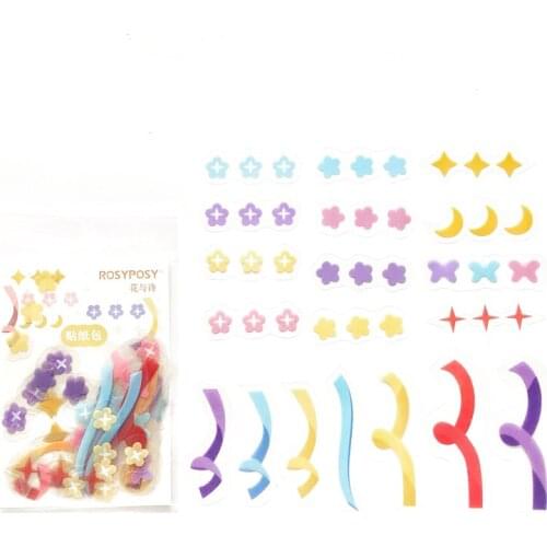 1 Pack ( 40 pieces ) Colour Ribbon and Flowers Decorative Stickers Hand Account Cups Notebooks Album Decoration