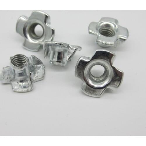 10pcs M3 M4 M5 M6 M8 M10 M12 Zinc Plated Four Claws Nut Speaker Nut T-nut Blind Pronged Tee Nut for Furniture