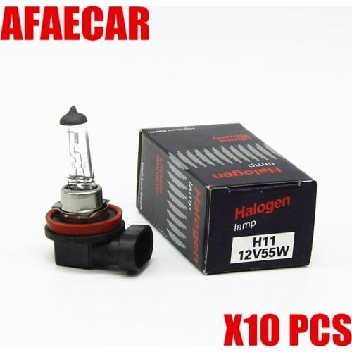 AFAECAR 10pcs fog lamp H11 12V 55W car light source external lights halogen bulb