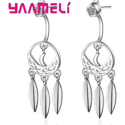 100% New Brand Women Fashion Feather shape Earrings 925 Sterling Silver Girls Lady Best Wedding Engagement Trendy Jewelry Gifts