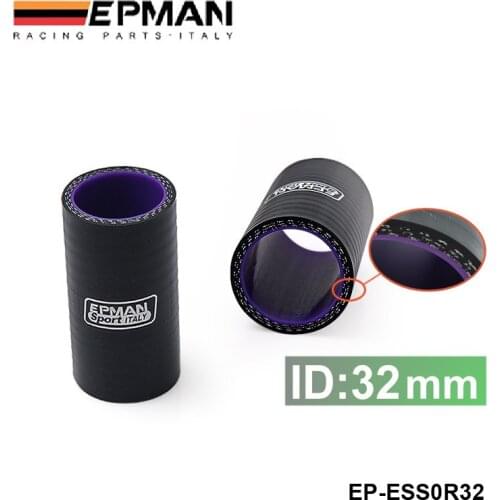 1X EPMAN Black 32mm/1.25'' Silicone Straight Coupler Hose Turbo Silicone Pipe For VW Polo EP-ESS0R32