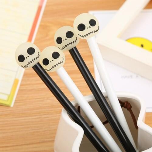 2pc Kawaii Pen Cartoon Skull Head Funny Expression Gel Pen Black Signature Pen Child Student Office School Supplies Stationery